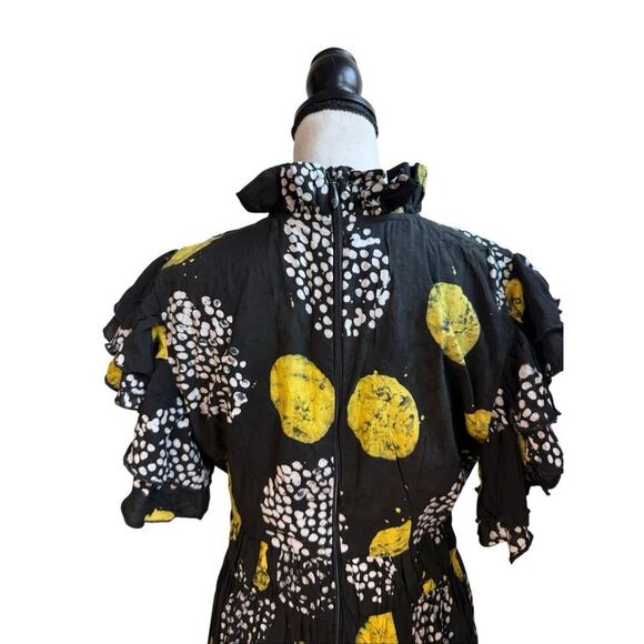 Busayo Black Yellow Puff Sleeve Print Maxi Dress - Picture 7 of 13
